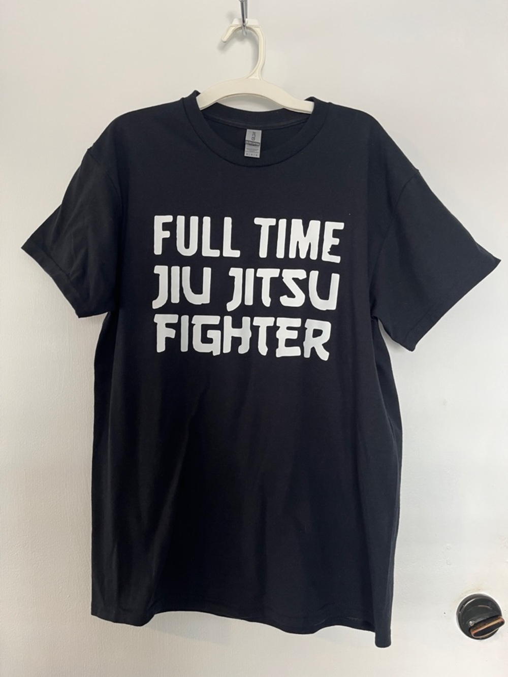 Gildan Black T-Shirt with White "Full Time Jiu Jitsu Fighter" Print